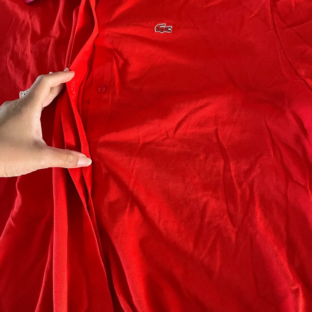 Lacoste Red / Pink Polo Top Drawstring Waist Woman’s Size 12 - Picture 7 of 8